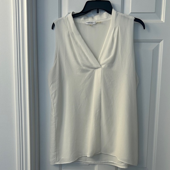 Calvin Klein Women's white V-Neck Blouse - Picture 1 of 4